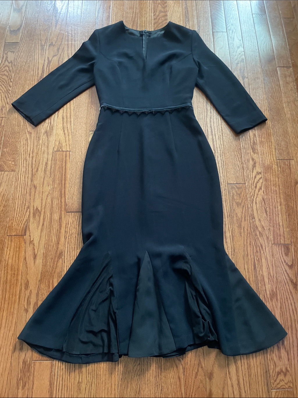 Clan Black Midi Dress Beaded Waist Women’s Sz 10